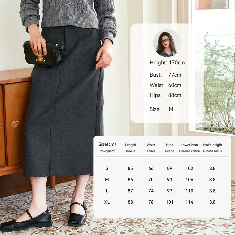 OLrain Office Grey Midi Skirts for Women 2025 Spring Office Lady Slit High Waist Loose Elegant Straight pencil Skirt M56QB88536