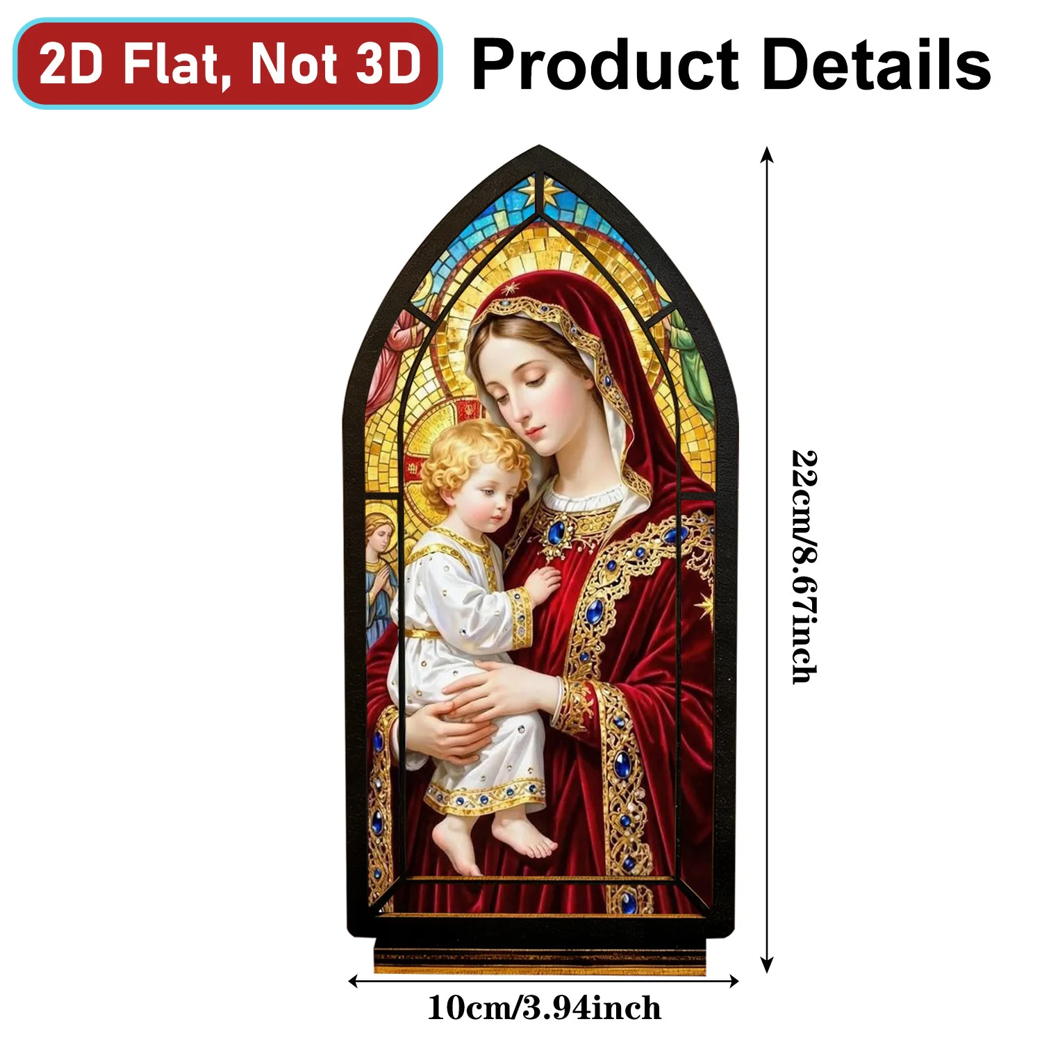 Gothic Madonna & Child Embrace Wooden Bookshelf Decorative plaque & Signs, Catholic Gift for Easter, Ramadan, Clergy Shelf Decor