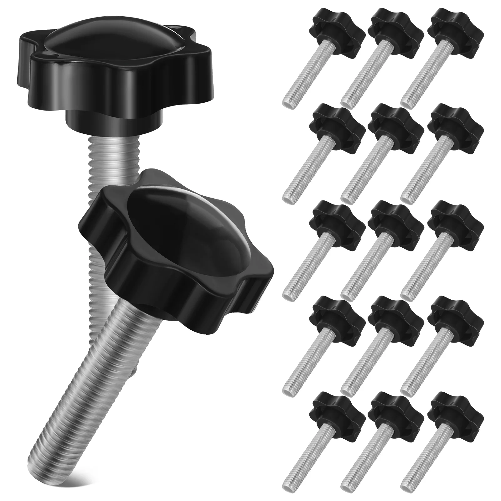 20 Pcs Screw Knob Threaded Star Thumb Screws Handle Bolt Kit Quick Removal Nuts