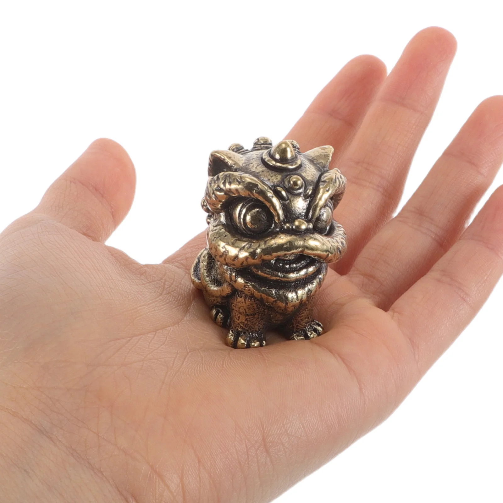 

Small Vintage Brass Lion Statue Mini Desktop Decoration Paperweight Artistic for Office Study Home