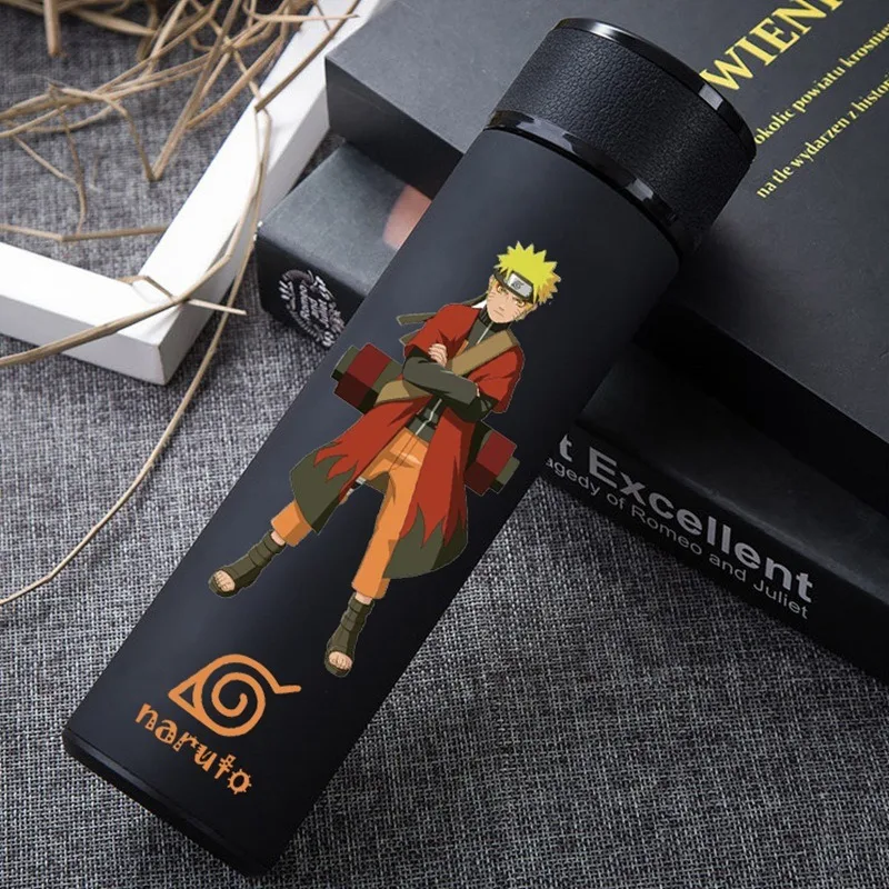 Nouvelle bouteille d'eau en acier inoxydable Naruto 500 ml, thermos, grande capacité, portable, pour adultes, cadeau de vacances