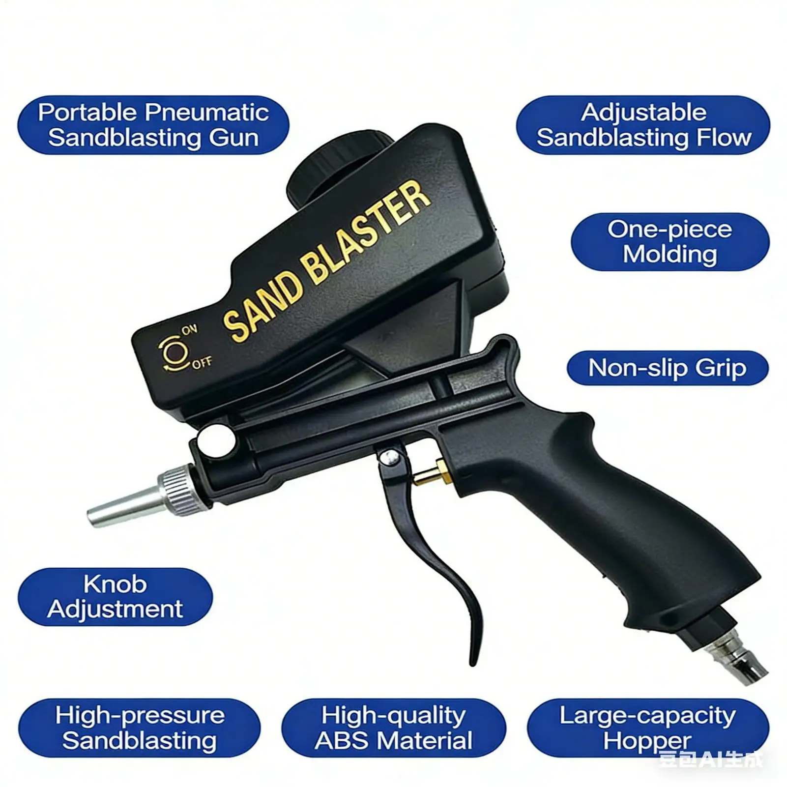 Handheld Sandblasting Machine 90 Mpa Small Adjustable Sandblasting Gun Pneumatic Blasting Gun Set Small Sand Blasting Machine