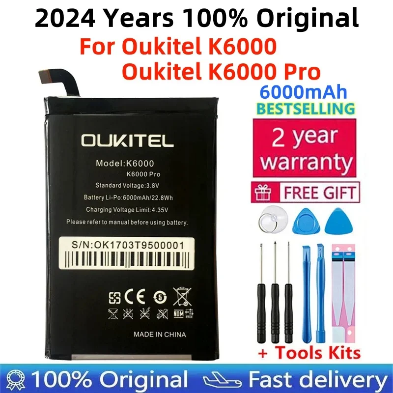 

Oukitel-Original Mobile Phone Battery For Oukitel K6000,K6000 Pro, Real 6000mAh,High Quality Replacement Battery,100% Original