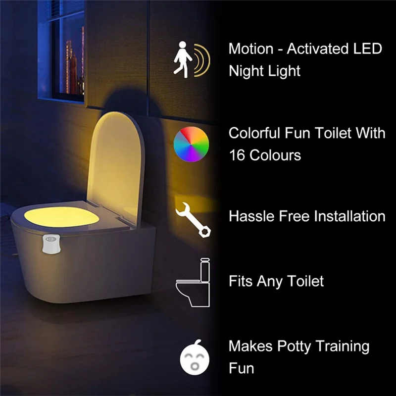 

T99C-Mini Human Infrared Sensor Light LED Night Light Stick 16 Color Bathroom Colorful Motion Activated Toilet Light