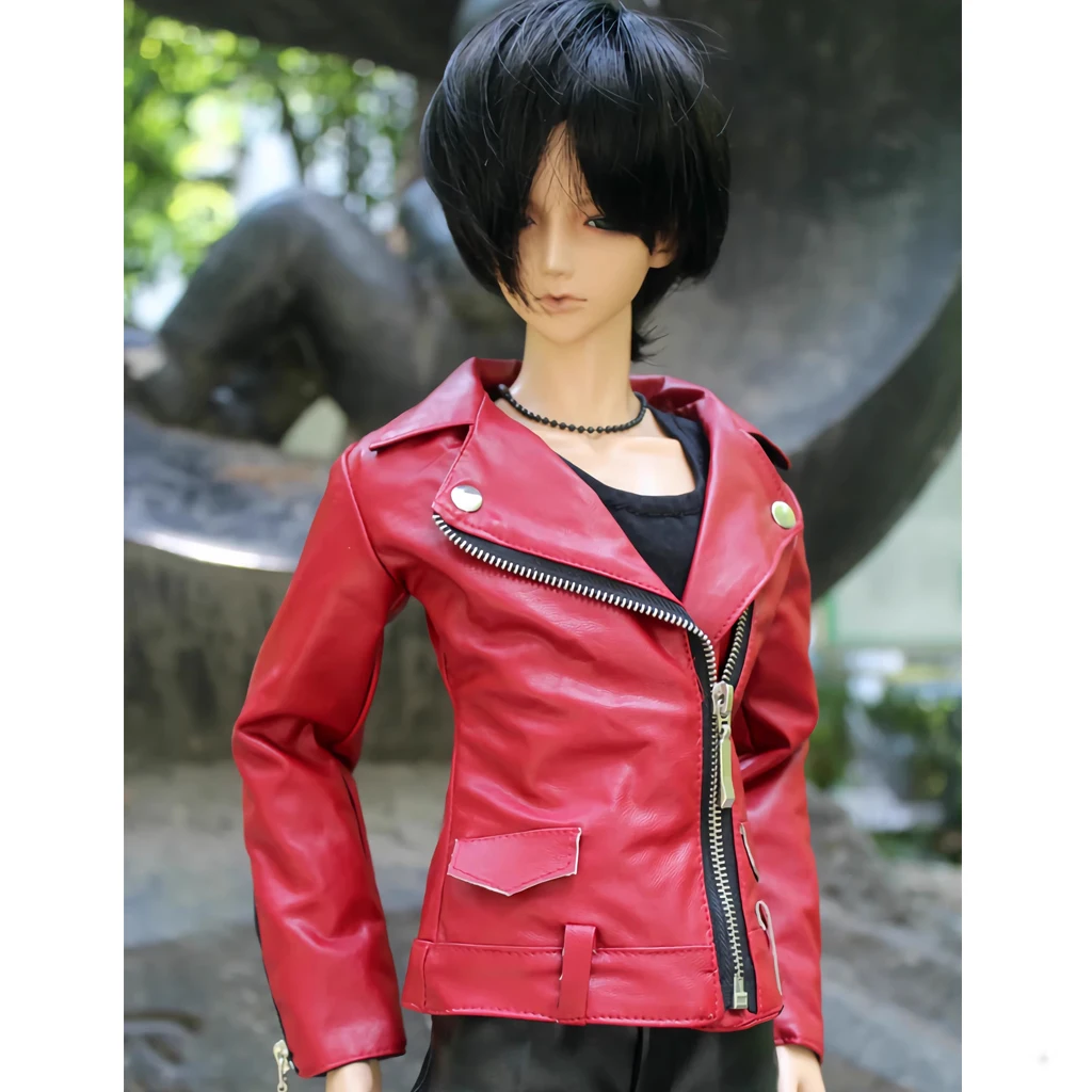 

[wamami] Black/Red Artificial Leather Coat Wind-breaker For 1/4 MSD 1/3 SD DDM DDL AOD Doll Dollfie Outfits