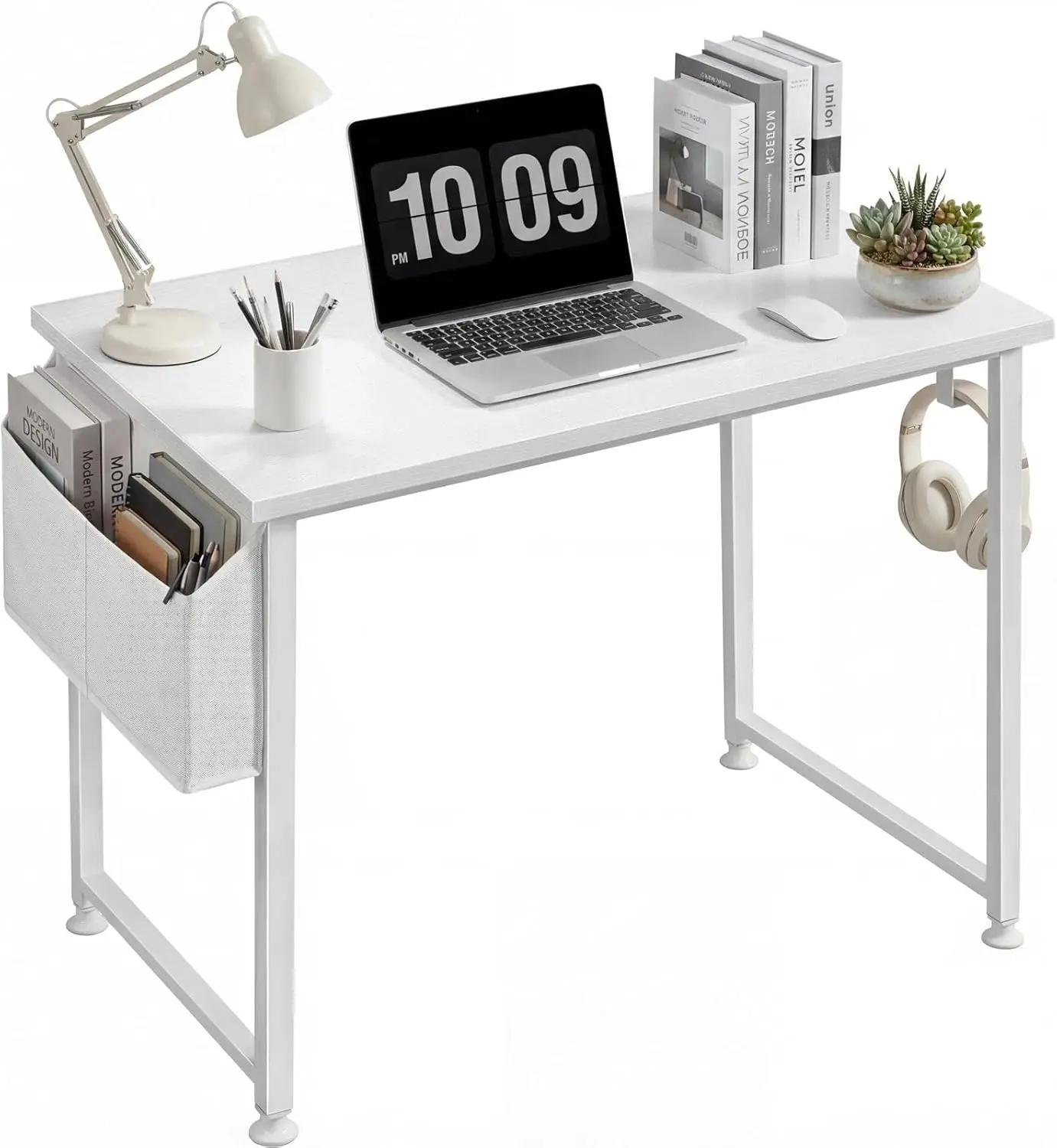 White Small Desk for Bedroom - Study Writing Table for Home Office, 32 Inch Modern Mini Laptop PC Computer Desks
