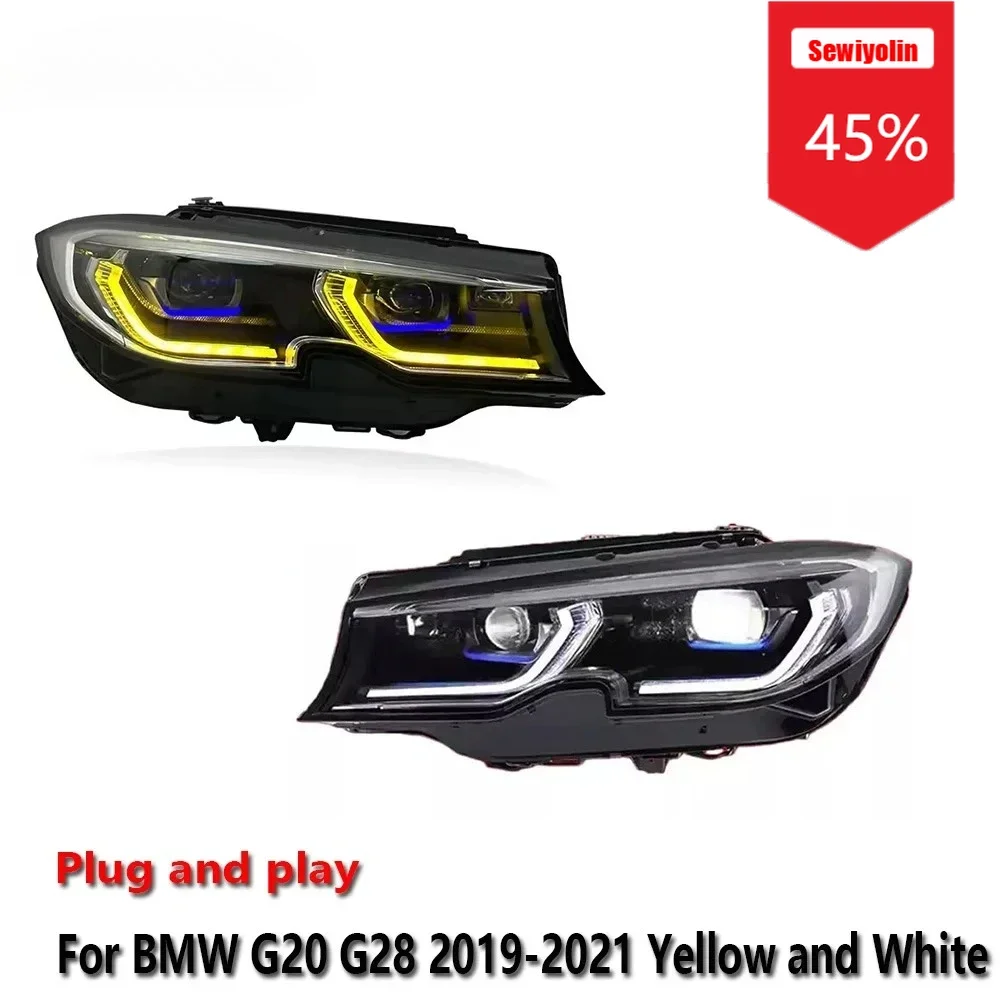 

Sewiyolin Car LED Headlight Light Assemblies For BMW G20 G28 2019-2021 Laser Auto Fog Yellow and White DRL Turn Signal Lamp Plug