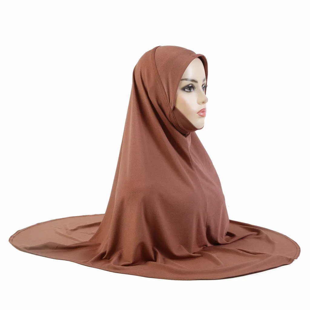 Top Quality Plain XL Size Muslim Hijab With Chin Part Extra Size Amira Pull On Islamic Scarf Hot Sell Headscarf Daily Wear