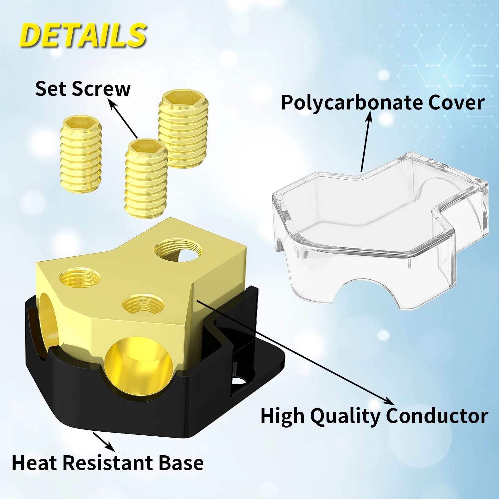 12V Power Distribution Block Car Audio Amp Splitter 2 Way 0/2/4 Gauge in 4/6/8 Gauge Out Ground Distribution Block for Car Boat