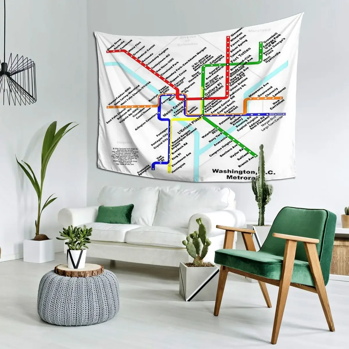 Washington DC Metro Subway Map Tapestry Art Wall Hanging Aesthetic Home Decor Tapestries for Living Room Bedroom Dorm Room