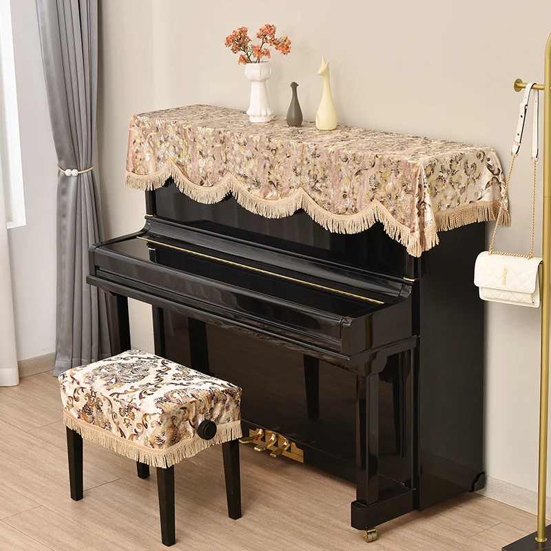 Piano Dust Hot Gold Fringed PianoHalf Cover Piano