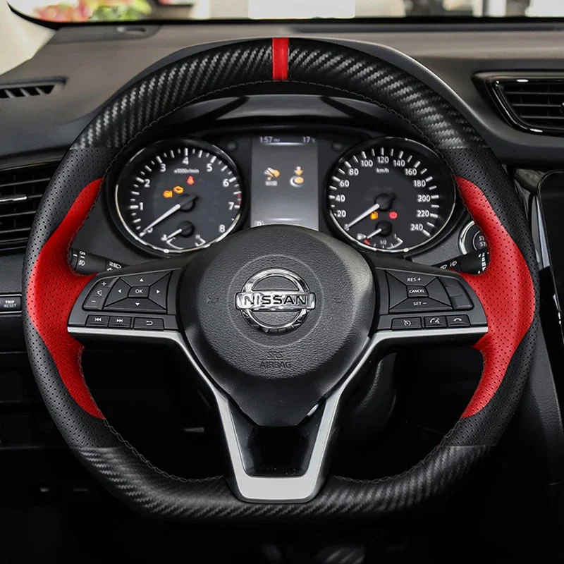 

DIY Hand Sewing Car Steering Wheel Cover D-type For Nissan X-Trail Qashqai Rogue (Sport) 2017-2019 Genuine Leather Accessories