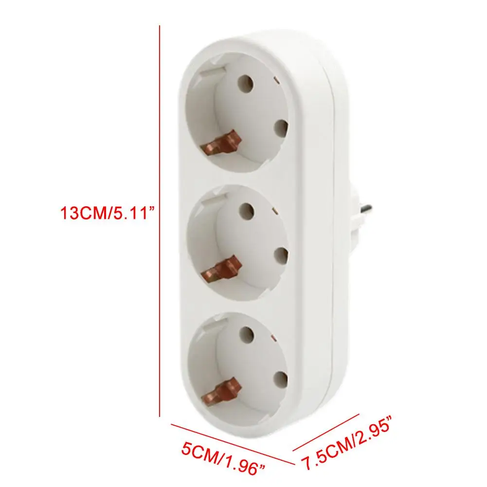 EU Electrical Socket 3 Outlets European Standard Adapter Expansion Socket Power Extension Plug Converter EU Conversion Plug