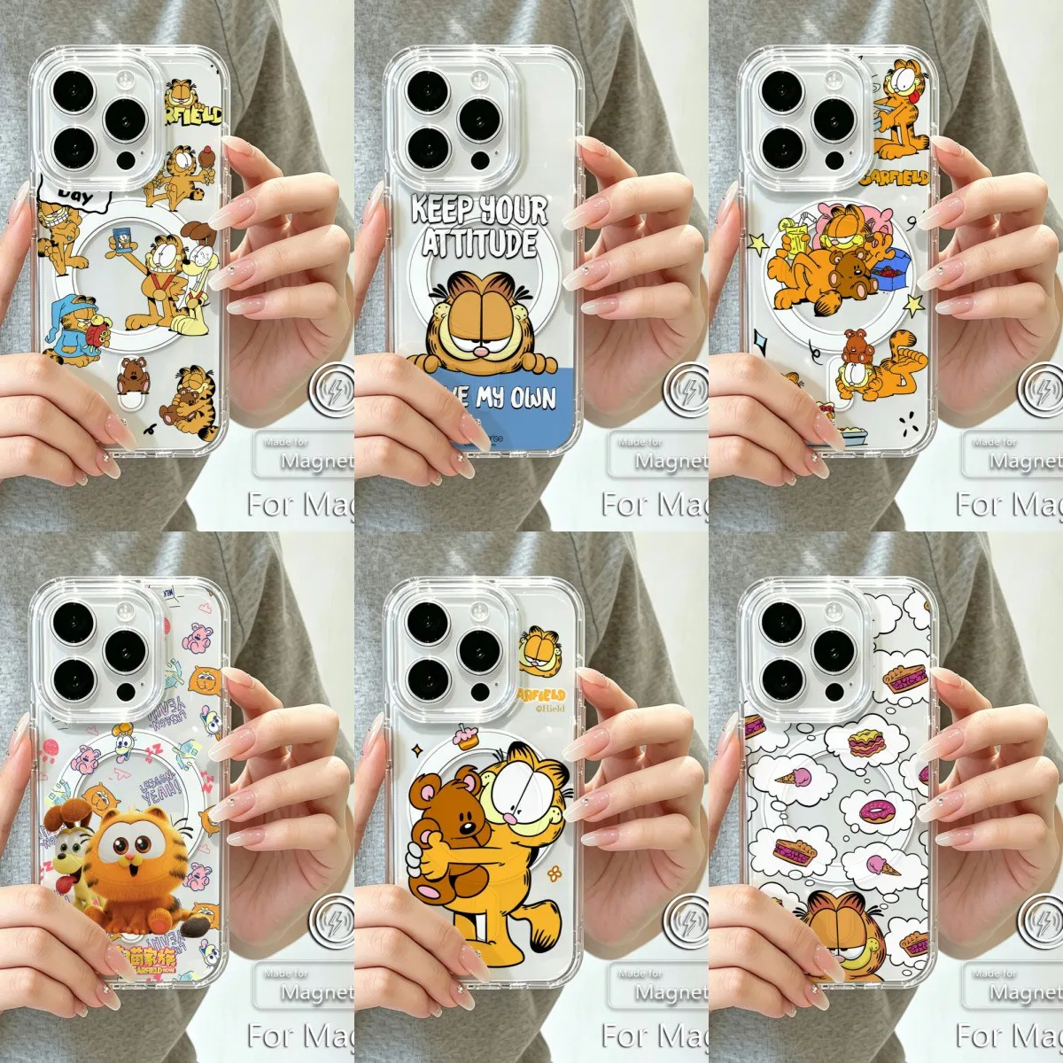 Cartoon G-Garfields Magnetic Phone Case for Samsung Galaxy S25 S24 S23 FE Edge Plus Ultra 5G Soft Clear TPU Cover