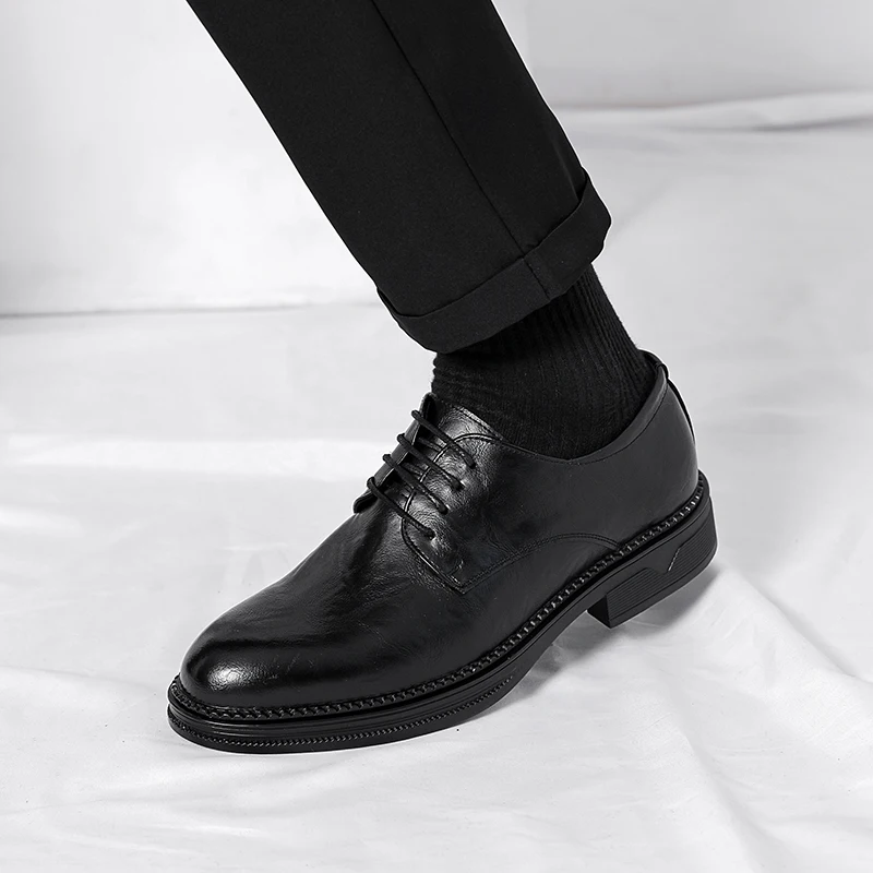 

Luxury Business Oxfords Leather Shoes Men lace up Breathable Rubber Formal Dress Shoes Male Office Wedding Flats Mocassins Homme