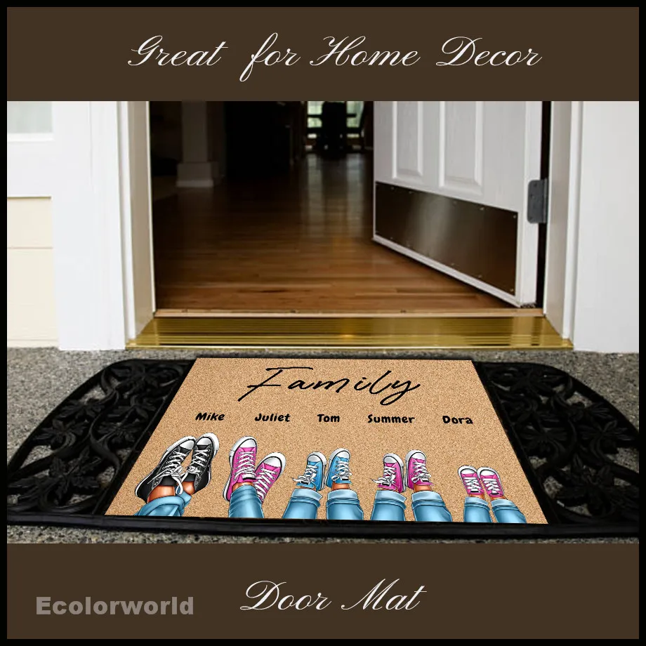 Personalized Doormat Shoes Pets Paws Welcome Mat Outdoor PVC Rugs Custom Floor Mat Carpet Dust Proof House Warming Home Decor