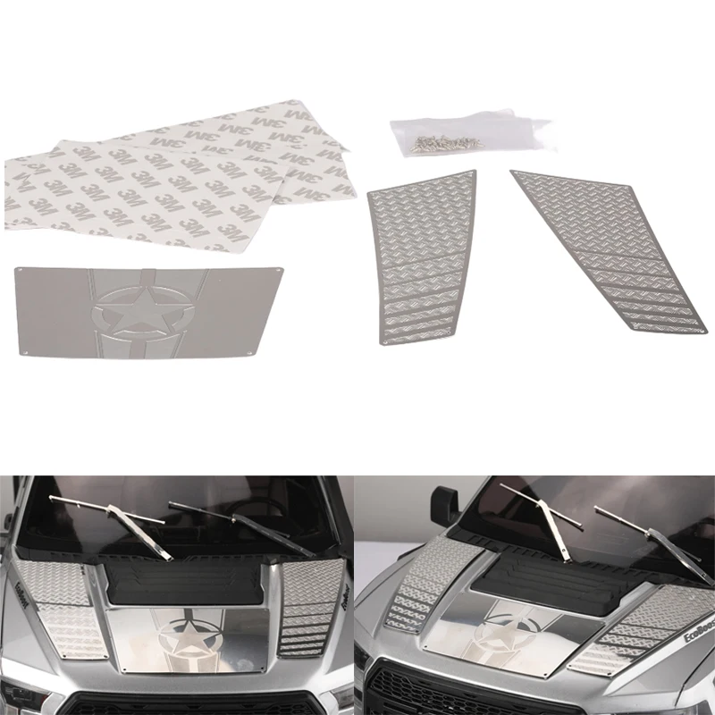 Capa de metal placa skid capa folha decorativa para 1/8 rc crawler traxxas TRACTION HOBBY KM F150 peças de atualização