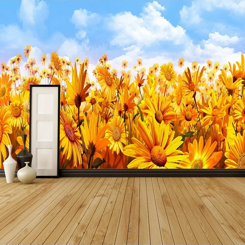 3D Wallpaper Nature Landscape Beautiful Sunflowers Photo Mural Paper Bedroom TV Background Wall Decor House Improvements