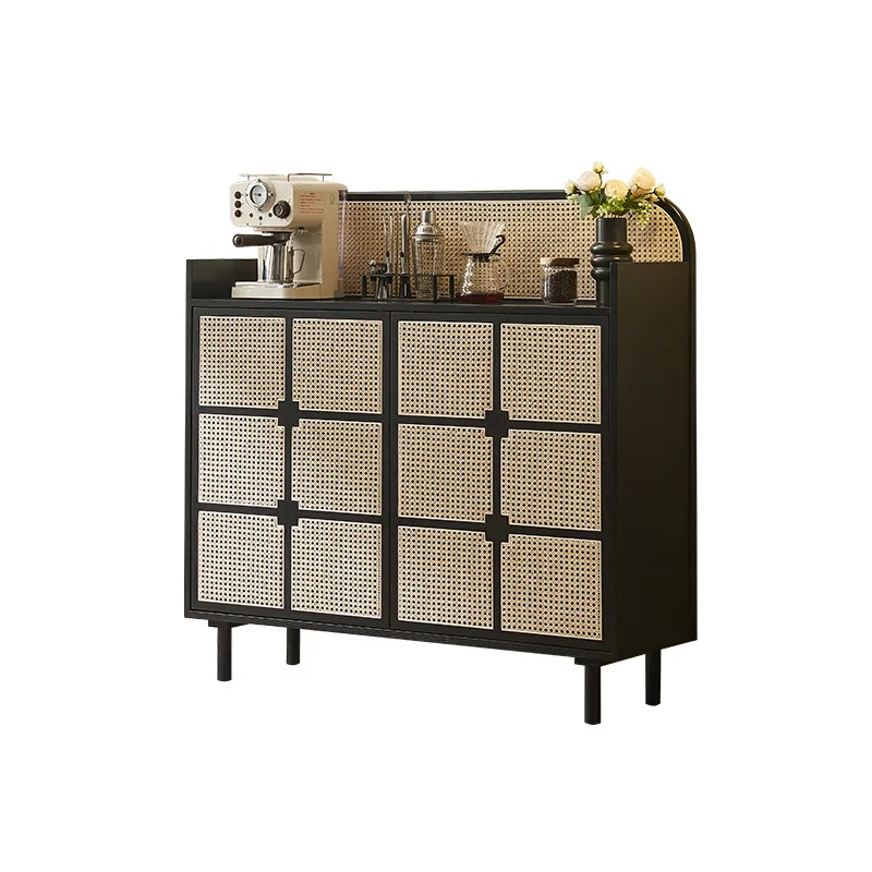 خزانة جانبية لتناول الطعام من الخشب الصلب القديم، غرفة معيشة وابي سابي، خزانة شاي، خزانة، خزانة مدخل الروطان الياباني، الوسطى #1