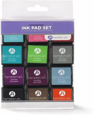 12-Piece Washable Ink Pad Set for Kids, Contemporary Colors, Safe & Non-Toxic Stamp Pads
