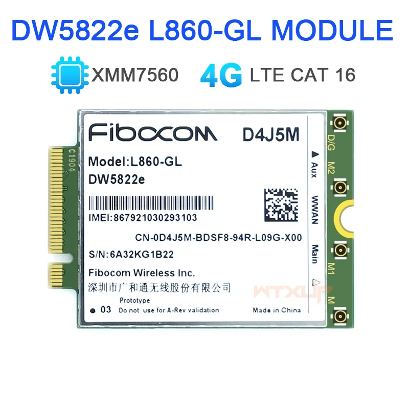 Top L860-GL D4J5M DW5822e 4G Module 1Gbps Cat16 4G Card M.2 XMM7560 For DELL Inspiron 7490 notebook