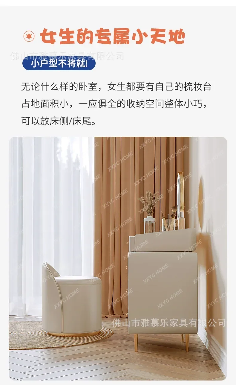 A decoración White Luxury Dressing for Bedroom Table Vanity Wood Makeup Dresser LED Mirror Salon Organizer Storage Box Bedroom H