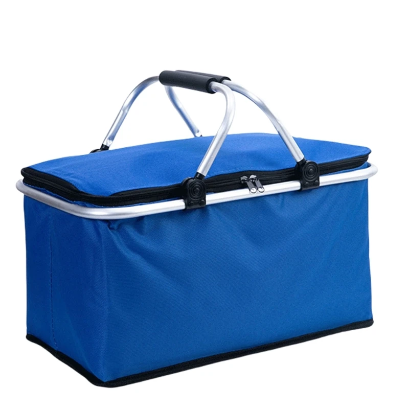 Thermal Bag 30L Spacious Aluminum Frame Storage Basket for Family Outings Practical Preservation Container