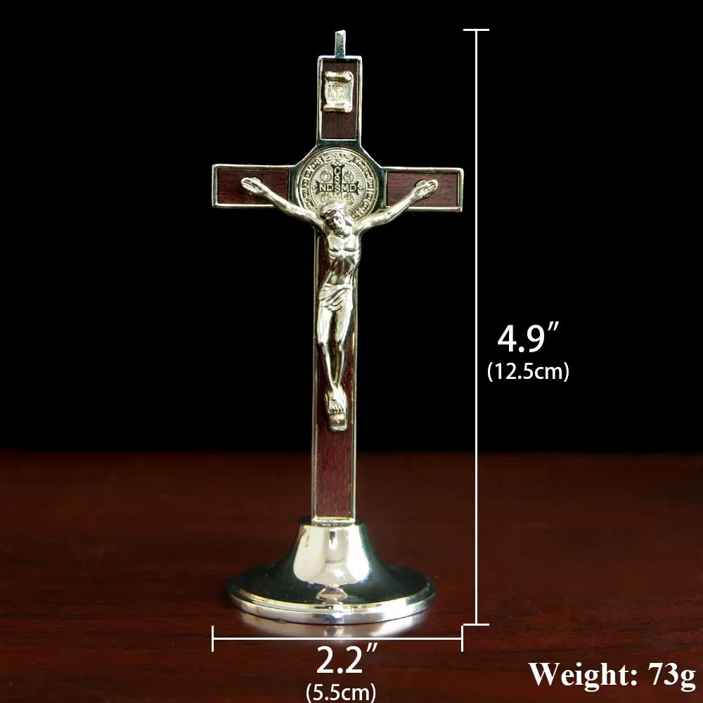 HTISOK Jesus Crucifix Statue Senior Brown Holy Catholic Cross Christ\'s Crucifixion Church Home Table Decor Cross