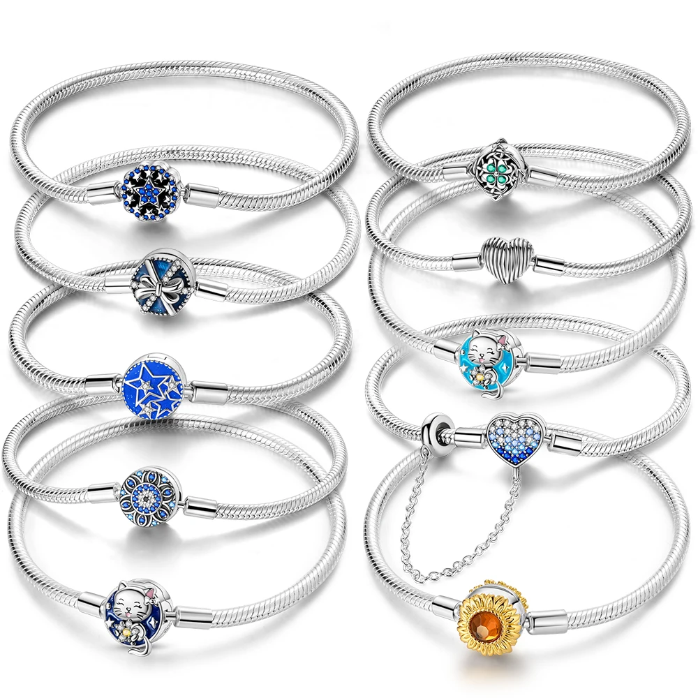 

925 Sterling Silver Luminous Rabbit Bracelet Sun Heart Bracelet Fit Original Charm Bead DIY Design Jewellery Women