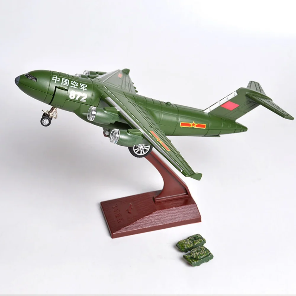 

Alloy Pull Back Y-20 Transport Aircraft Model High-End Collectible Ornaments Simulated Sound & Light Fighter Jet Airplane Toys