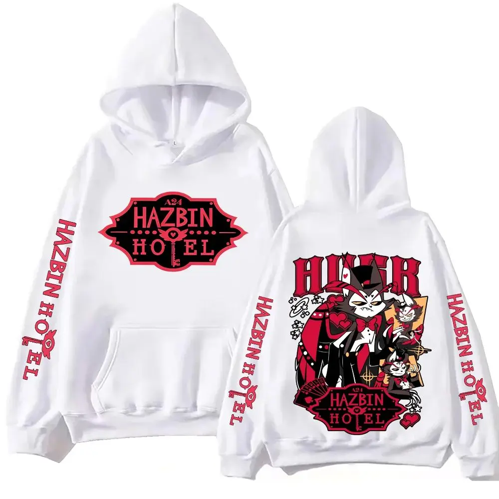 Bluzy Y2k Harajuku Retro Hazbin Hotel Husk Bluza z Kapturem Męska Damska Harajuku Długi Rękaw Pulower Top Bluza Prezent Unisex