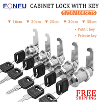 5Set Security Lock Metal Cylinder Cabinet Locker Cam Lock With Keys Security Mailbox Lock Drawer 16mm/20MM/25MM/30MM