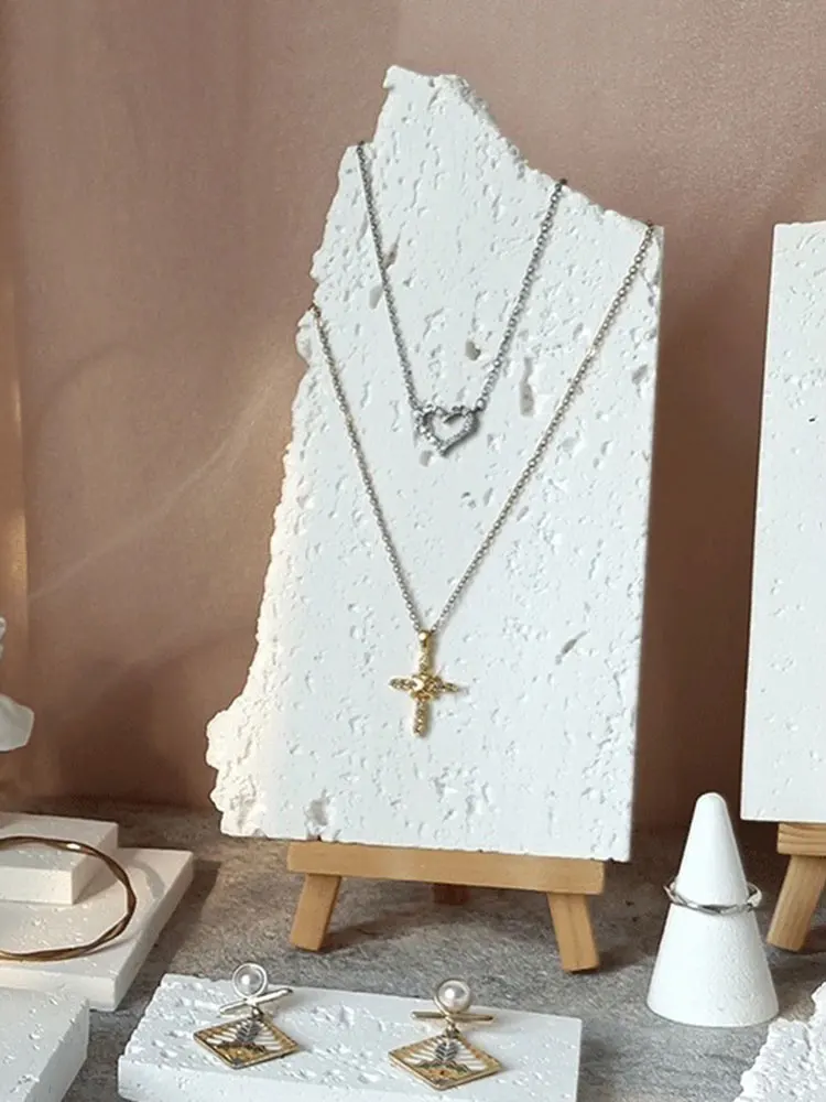 Creative Rock Slab Necklace Stand Plaster Mold DIY Jewelry Display Stand Earring Tray Rectangular Concrete Resin Silicone Mold