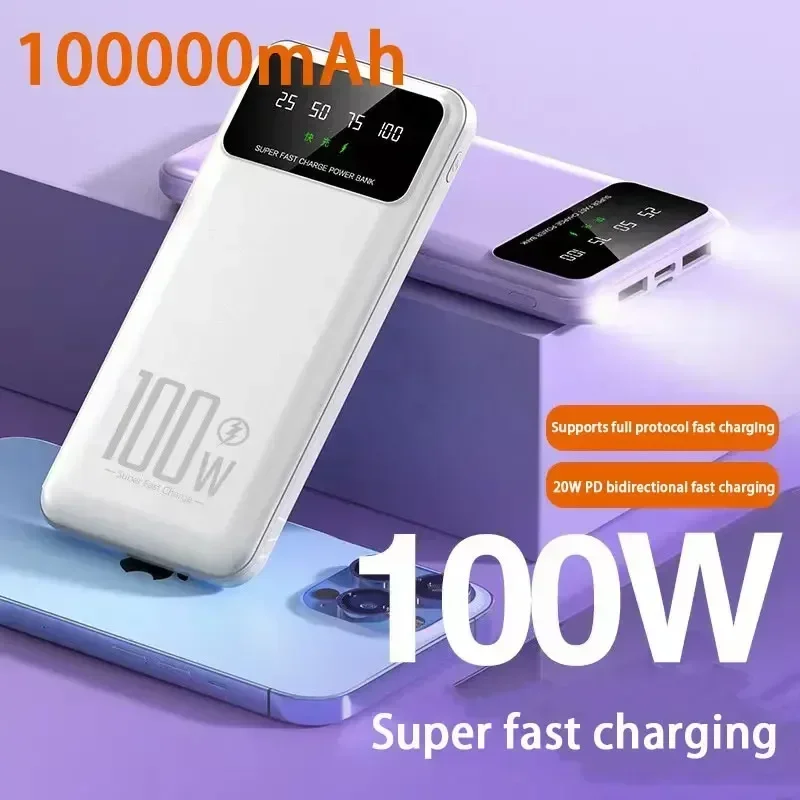 

100000mAh Power Bank 100W Super Fast Charging Portable External Battery Charger