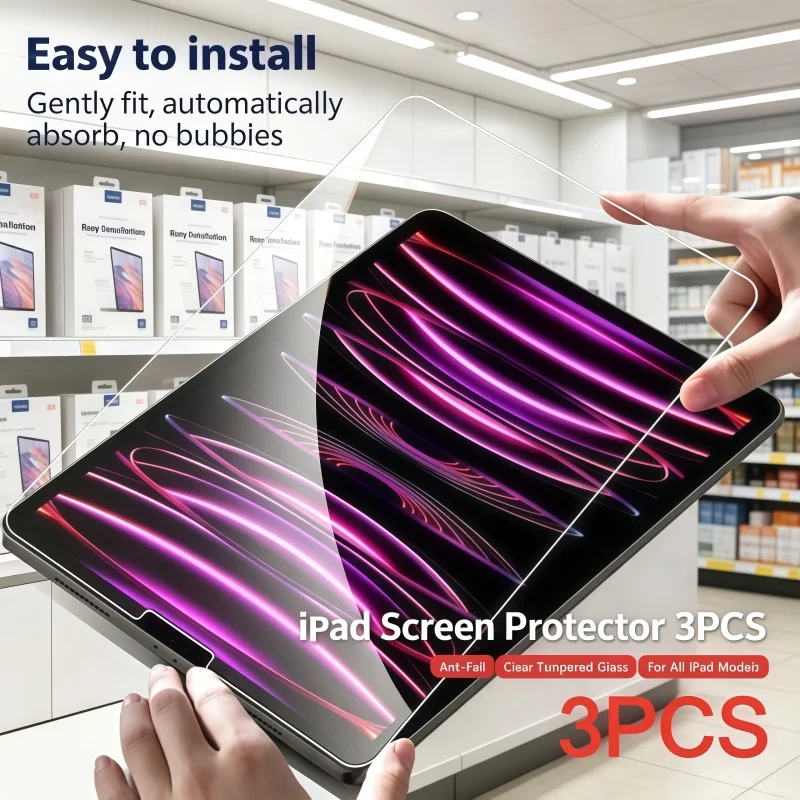 3PCS Tempered Glass For Ipad Pro 13 12.9 11 6th M4 M2 2024 Air 5 4 3 2 1 9 9th 10 10th Gen Mini 6 10.9 10.2 9.7 Screen Protector