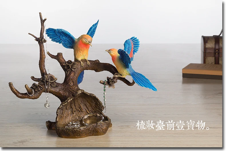 Unique TOP art -home office best Decoration 3D vivid Magpie bird plum blossom ART FENG SHUI bronze statue sculpture- 43 CM LARGE