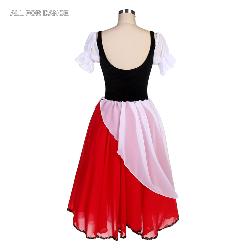 22563 Puff Sleeves Red/Yellow Romatic Long Ballet Tutu For Girls & Women Stage Performance Dance Dress