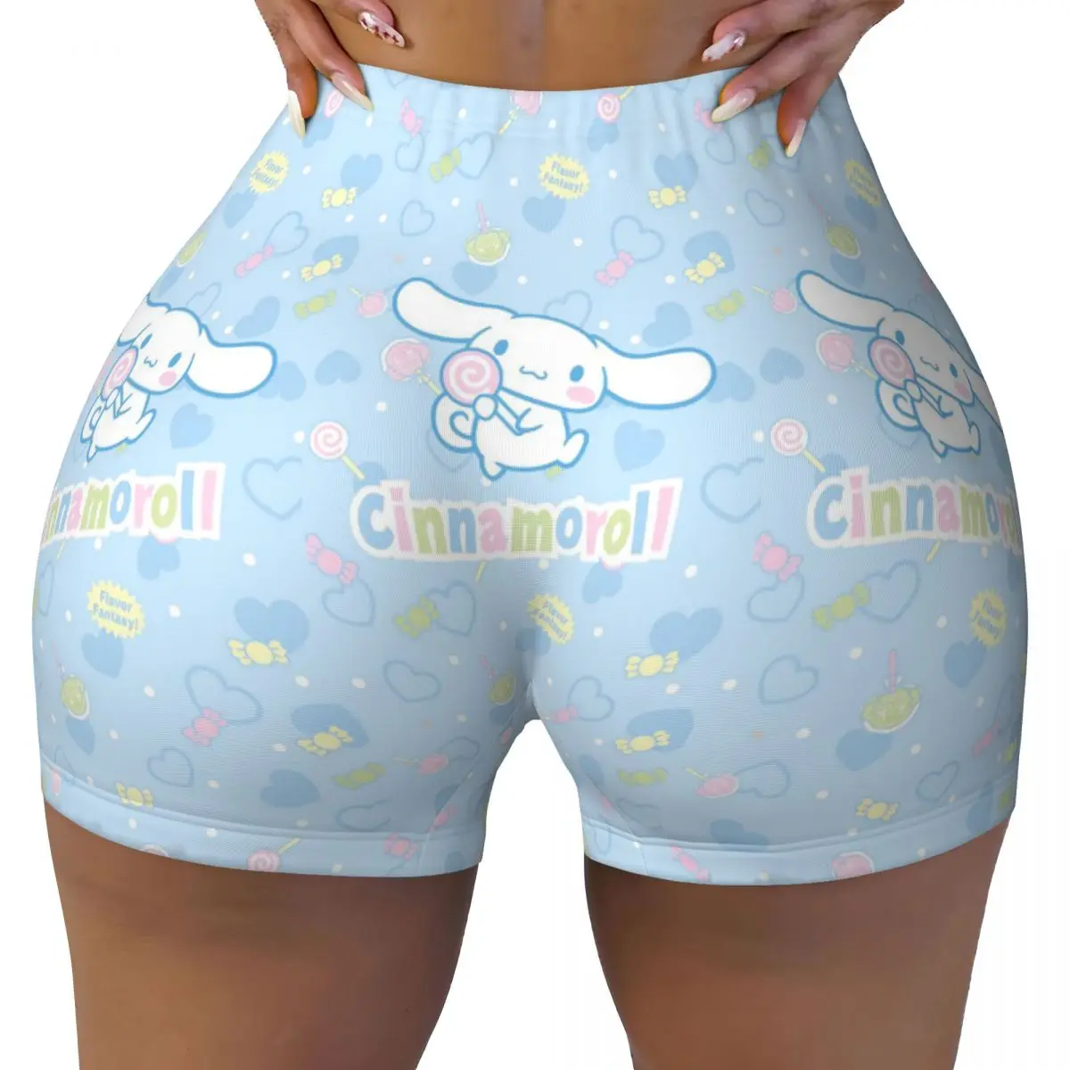 Custom New Anime Cinnamoroll Gym Volleyball Biker Shorts Women Workout Yoga Shorts