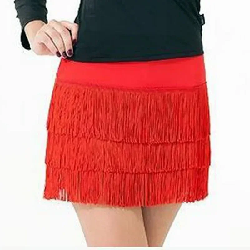 Women's New Latin  Skirt Latin  Costume  Tassel Skirt Dance  Dance Costume Training Suit Short Skirt Black