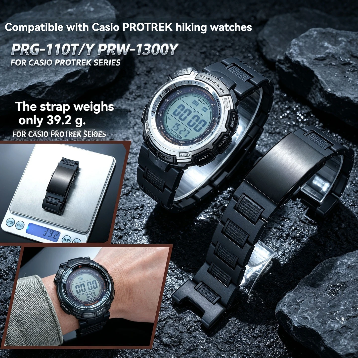 Outdoor Modified Watchband Lightweight Plastic‑Steel Bracelet For Casio PRG‑110T/Y PRW‑1300 Mountaineering Men Watch Accessories