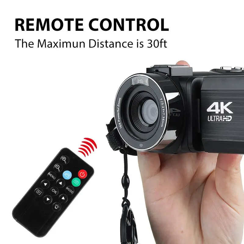 

30MP 4K Ultra HD Video Camera WiFi DV Camcorder Digital Video Camera 270 Degree Rotation Touch Screen 16X Digital Zoom Camera