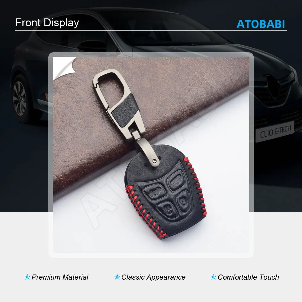 Leather Car Key Case For SAAB 2008 2009 2010 2011 9-3 9-5 93 95 4 Buttons Smart Remote Fobs Cover Protector Bag Auto Accessories view 4