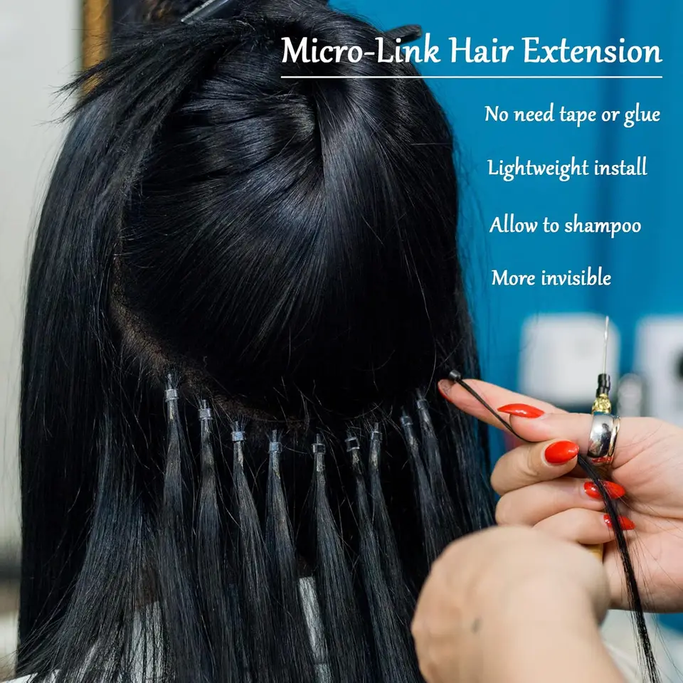 1000 cuentas de anillo micro para extensiones de cabello, cuentas de 5 mm con revestimiento de silicona, adecuadas para extensiones de cabello humano 6