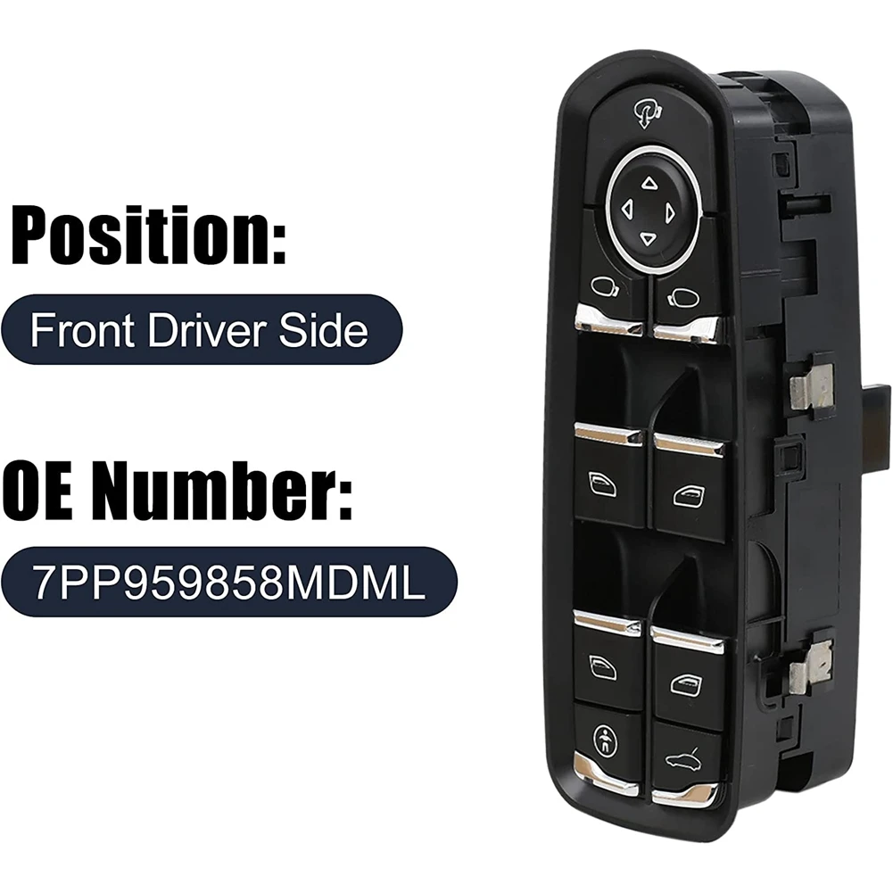 Master Driver Side Power Window Switch 7PP959858MDML Replacement for Porsche Cayenne 2011-2014 Panamera 2010-2015