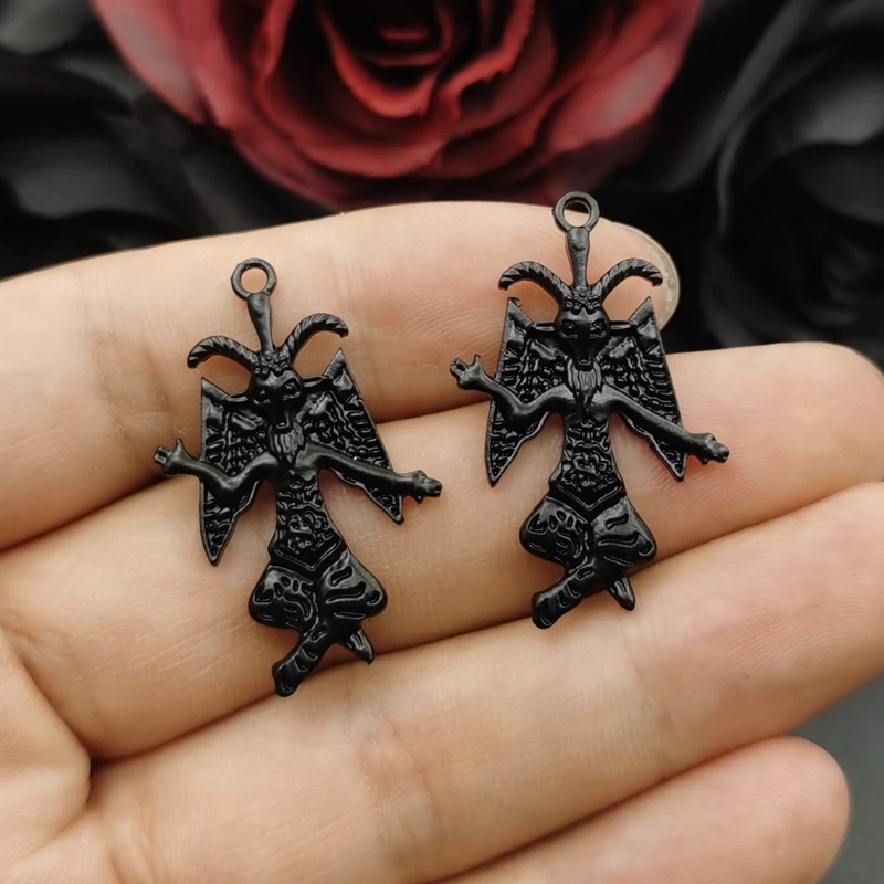 5 pezzi 3D Gothic Baphomet pendenti, ciondolo satana, impronta satanica, lucifero, Halloween adatto per accessori gioielli fatti a mano fai da te