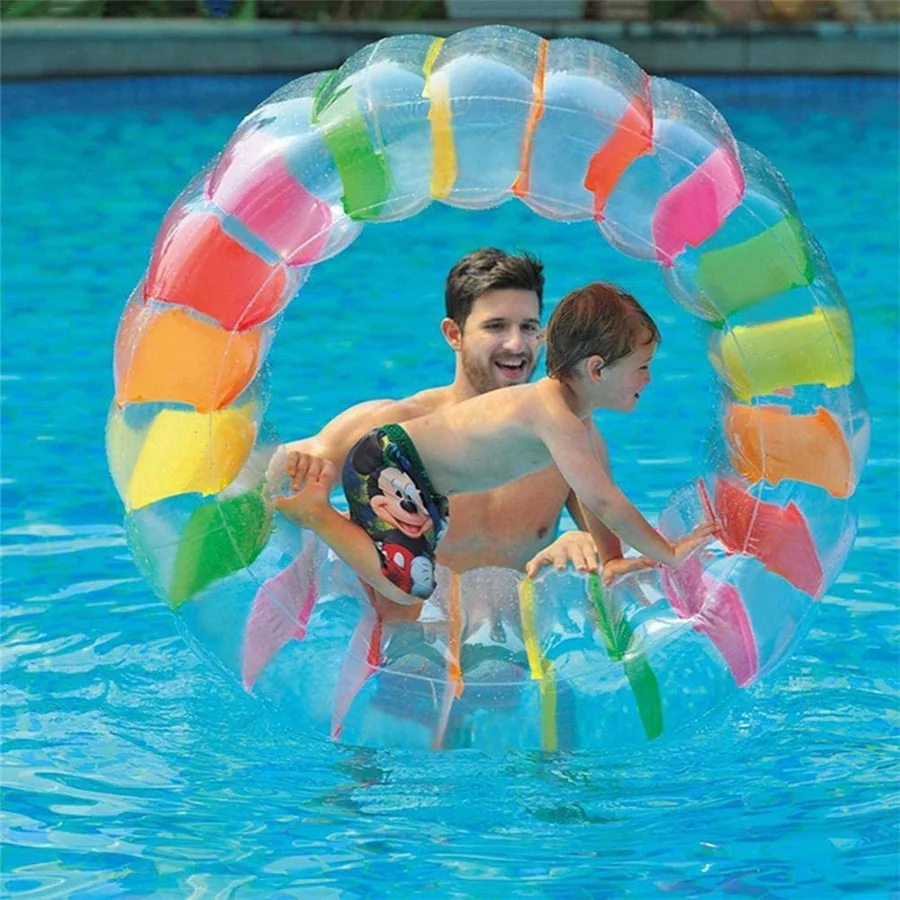 Kinder Farbe Aufblasbare Wasser Rad Roller Float 2022 Riesen Rolling Ball Schwimmen Pool Spielzeug für Jungen und Mädchen Aufblasbare Pool