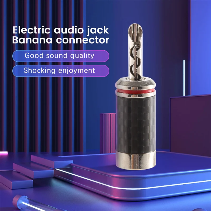 8Pcs Banana Plugs Hi-End HIFI DIY Carbon Fiber Copper Plated Rhodium Electrical Audio Jack Banana Connector Plug image 5