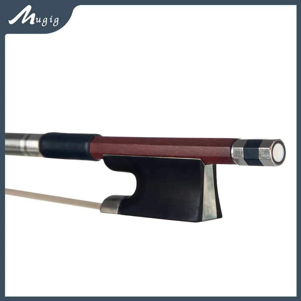 

Mugig Brazilwood 4/4 Violin Bow Brazilwood Round Stick Ebony Frog Natural Mongolia Horsehair Sheep Skin Grip