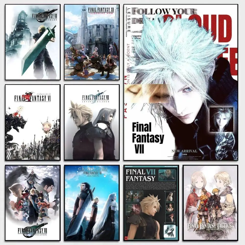 1pc Games F-Final-F-Fantasy Classic Vintage Posters Decoracion Painting Wall Art White Kraft Paper Kawaii Room Decor