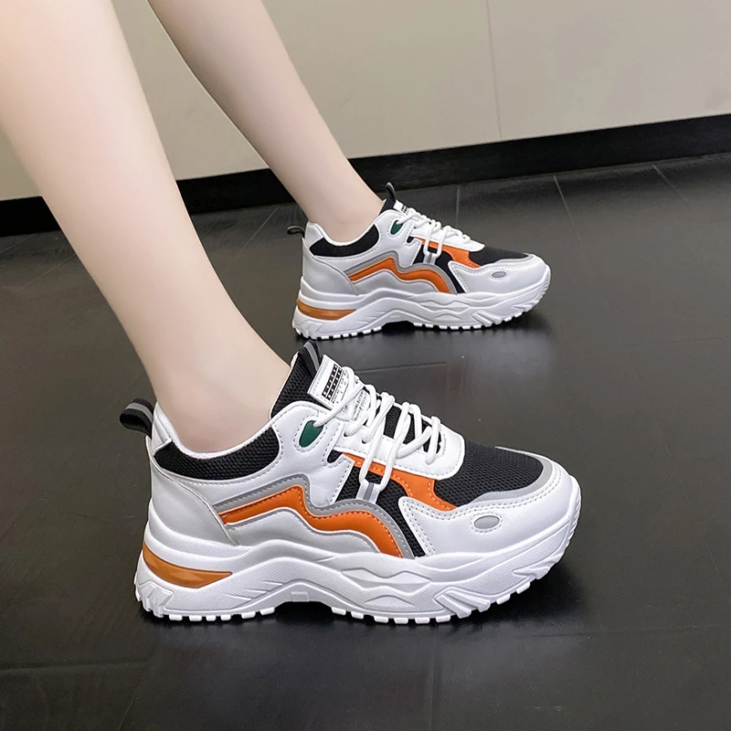 Breathable Chunky Sneakers Women Fashion Thick Sole Platform Sport Shoes For Women Spring Zapatillas De Deporte Tenis Feninino